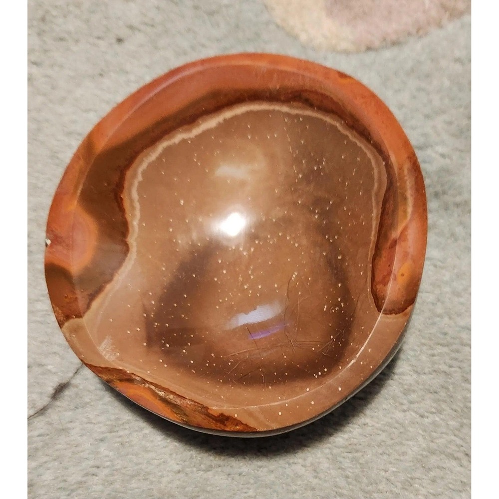 Desert Polychrome Jasper Trinket Bowl - Carved Crystal Decor, Earth Tones